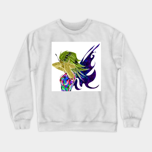 floral tattoo fairy girl in magical garden art of love Crewneck Sweatshirt by jorge_lebeau